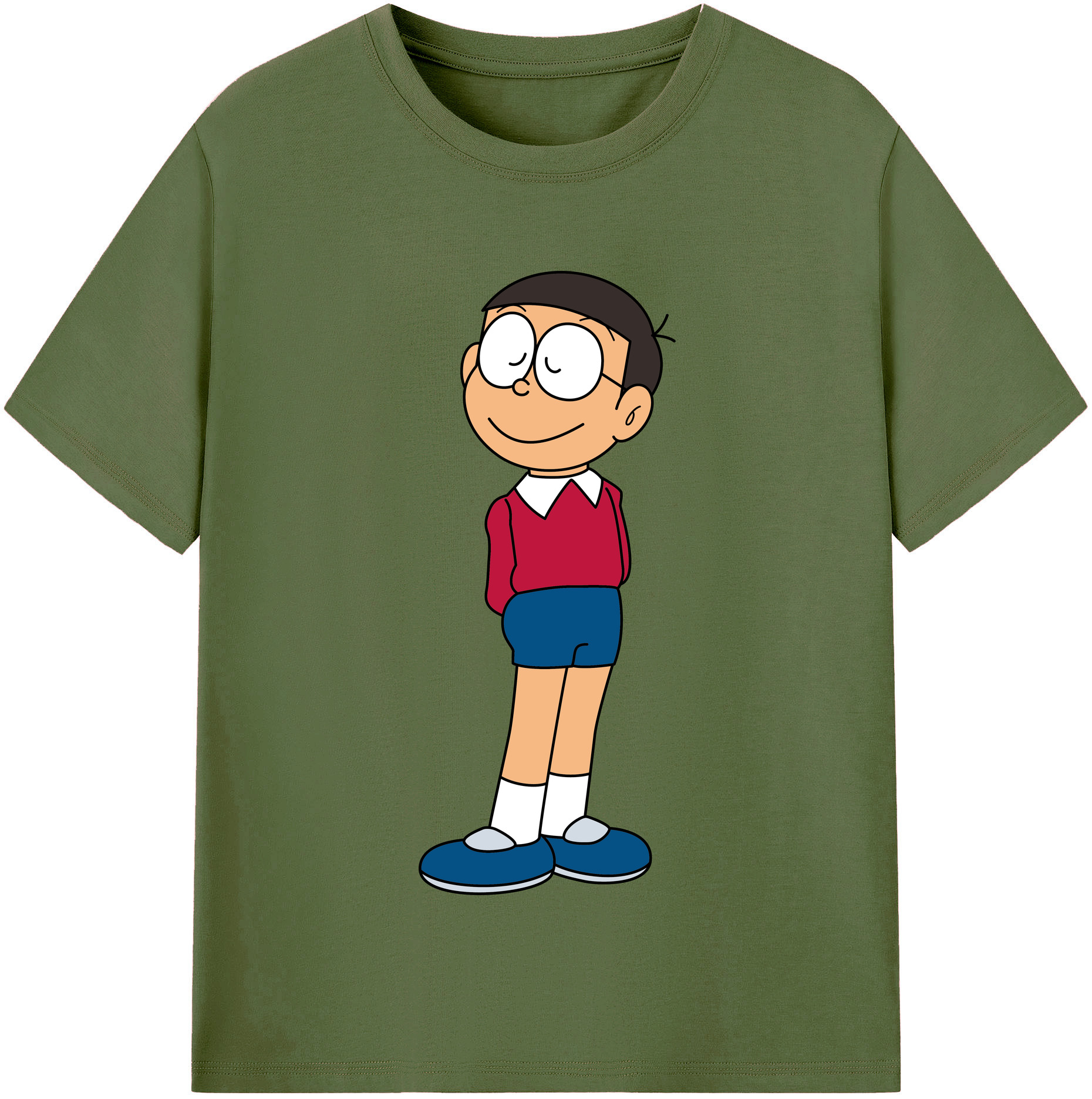 （画像用） ドラえもん 野比 のび太 Doraemon Nobita Nobi 綿100％半袖Tシャツ（フロントプリント）